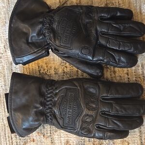 Harley-Davidson Black Leather Gloves Size Small